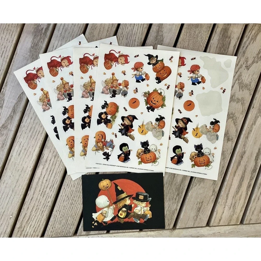 Vintage Stickers Halloween Morehead Teenie Halloweenies  1997 Current Plus Card